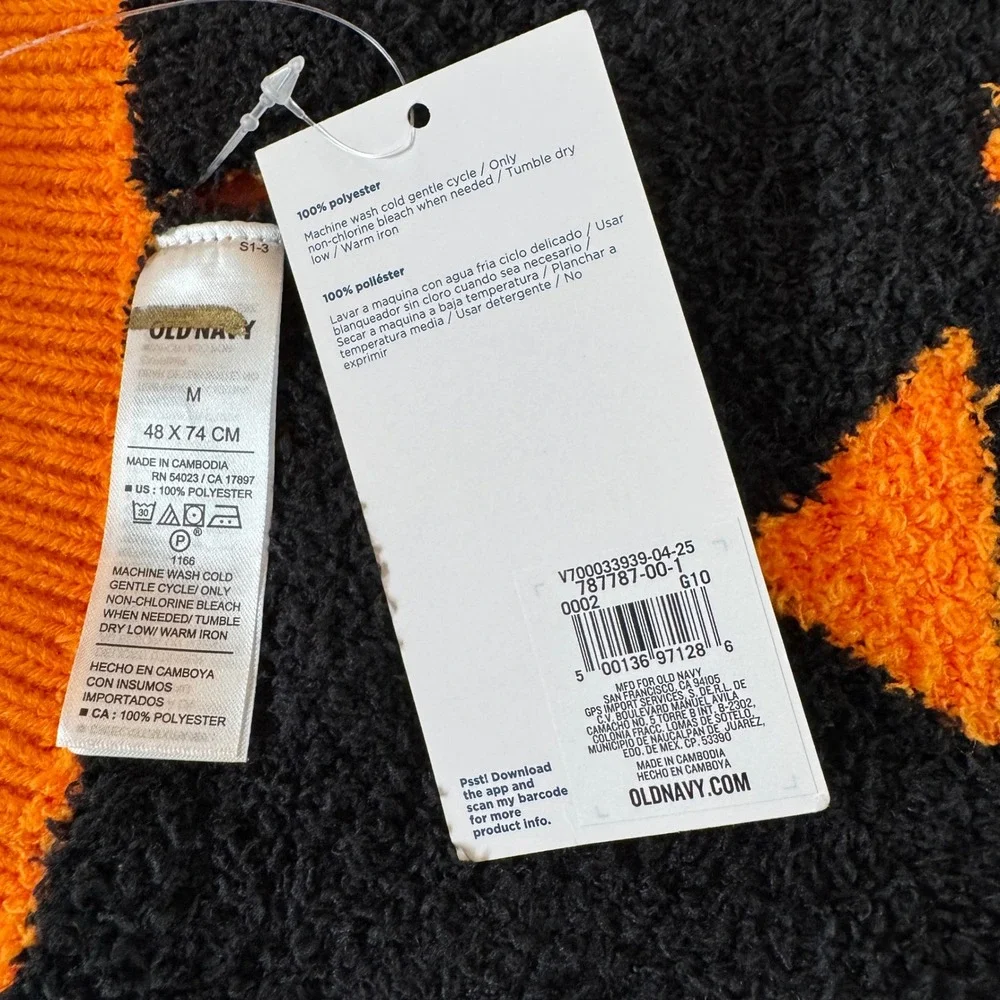 Old Navy Pet Sweater M Orange Jack-O-Lantern Pumpkin Halloween Spooky Fall